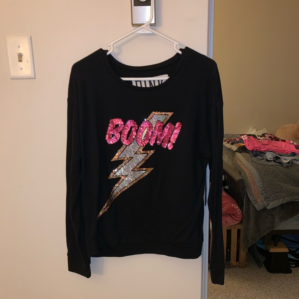 Sequined VS Pink shirt